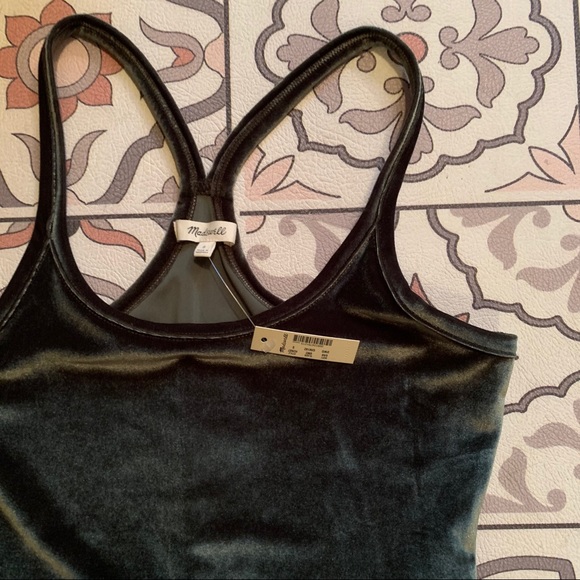 Madewell Green Velvet Racerback Thong Bodysuit S - Picture 6 of 8